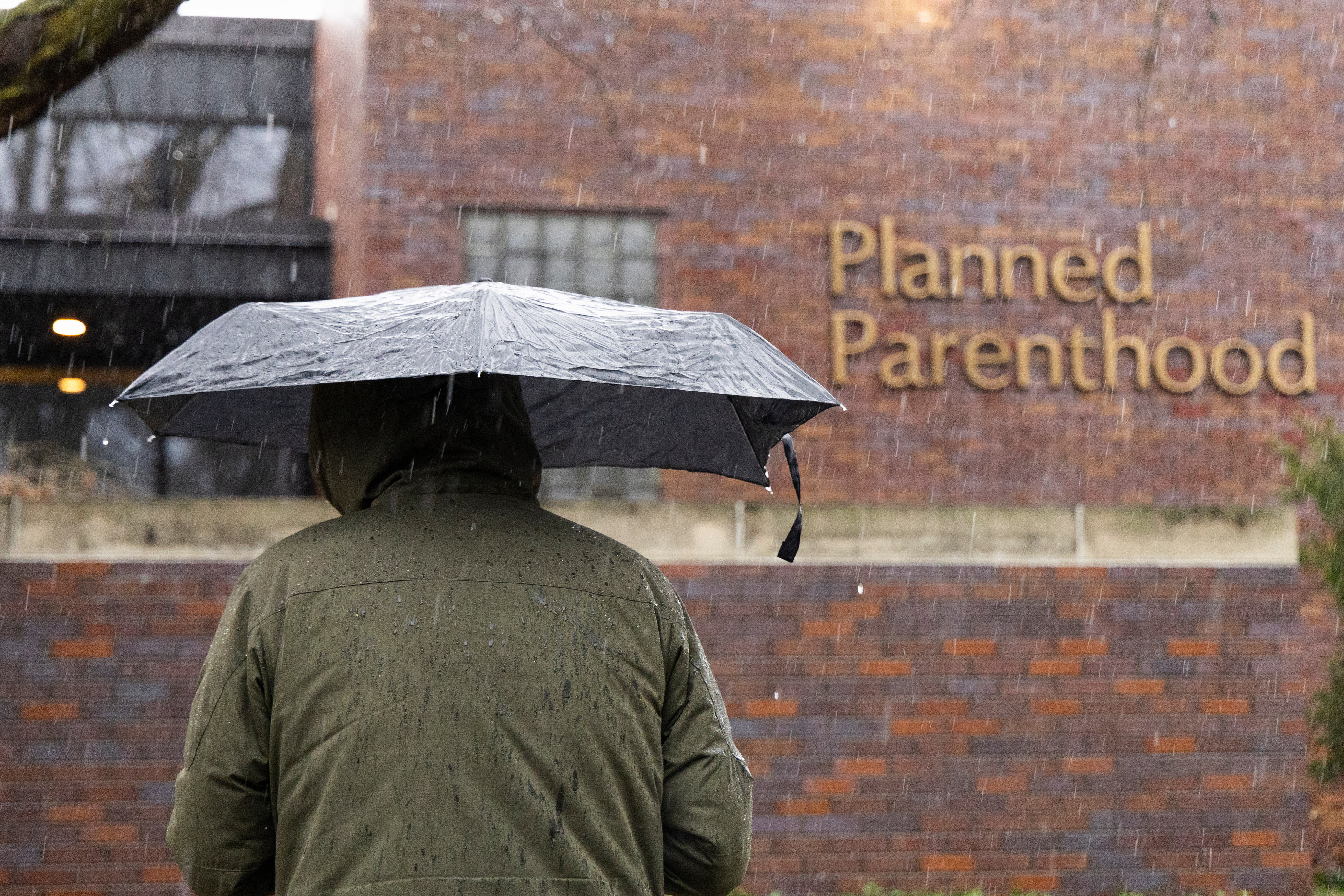 Wednesday, April 2, 2025, outside Planned Parenthood on in Grand Rapids, Mich.<br />(Arthur H. Trickett-Wile / MLive.com / The Grand Rapids Press via AP)