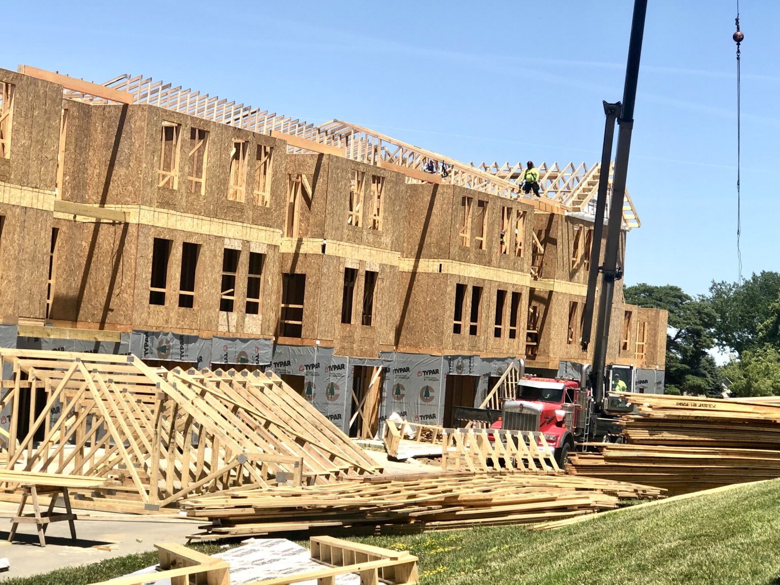 An Omaha housing construction site is shown.<br />(Cindy Gonzalez / Nebraska Examiner)