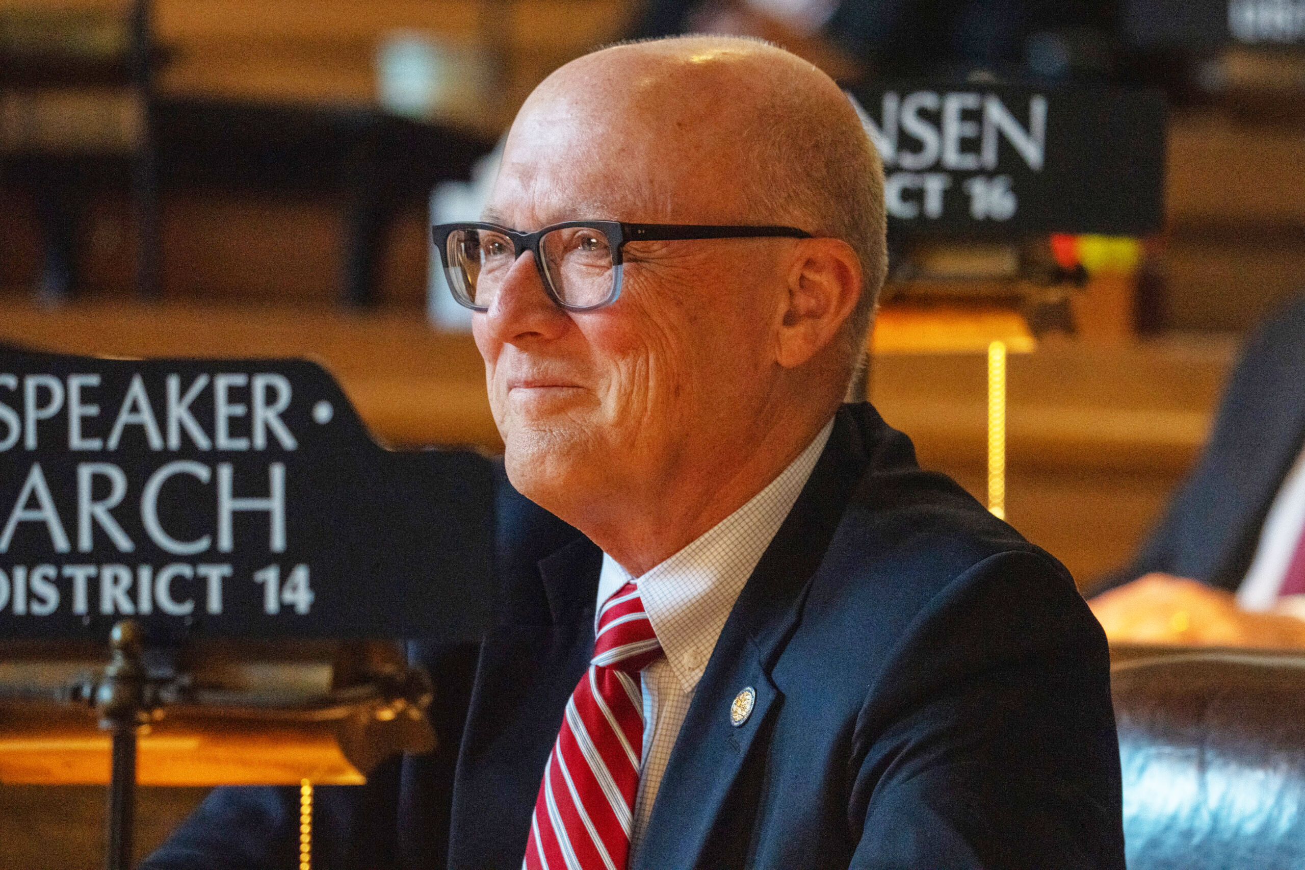 Speaker John Arch of La Vista on the final day of the 2025 legislative session, June 2, 2025.<br />(Zach Wendling / Nebraska Examiner)