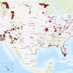 Critical habitat throughout the U.S., including many coastlines and mountain areas. Note: Alaska is not to scale. 
(Courtesy of U.S. Fish and Wildlife Service)