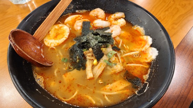 Spicy shrimp ramen from Oyoto Sushi and Ramen. For spice and shrimp lovers: this dish was a blast. Plus the wooden ladle was a fun touch.
(Austin Petak / The Daily Record)