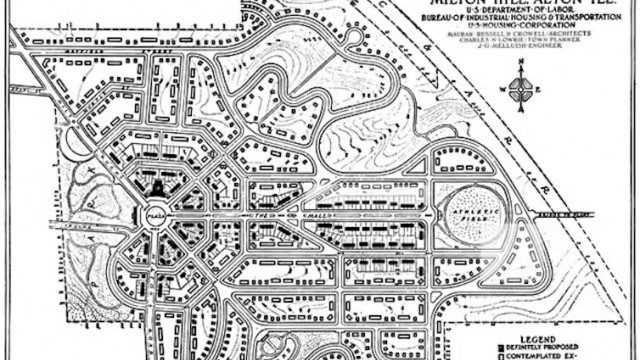Milton Hill, a neighborhood designed and developed by the United States Housing Corporation in Alton, Ilinois.
 (MIT National Archives)

