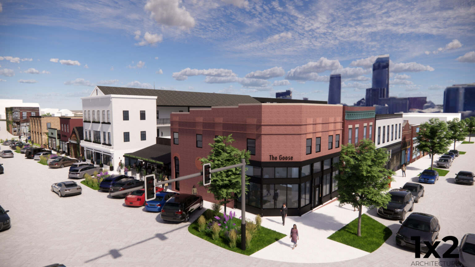 View of the future renovated Goose building, at 13th and William Streets, is a cornerstone of a cluster of new development coming to Little Bohemia south of downtown Omaha. This is a view looking north toward downtown. The developer is hoping it will add the allure of the city’s urban core, help address “brain drain” problem and job growth lag of the metro area.<br />(Courtesy of 1×2 Architecture)
