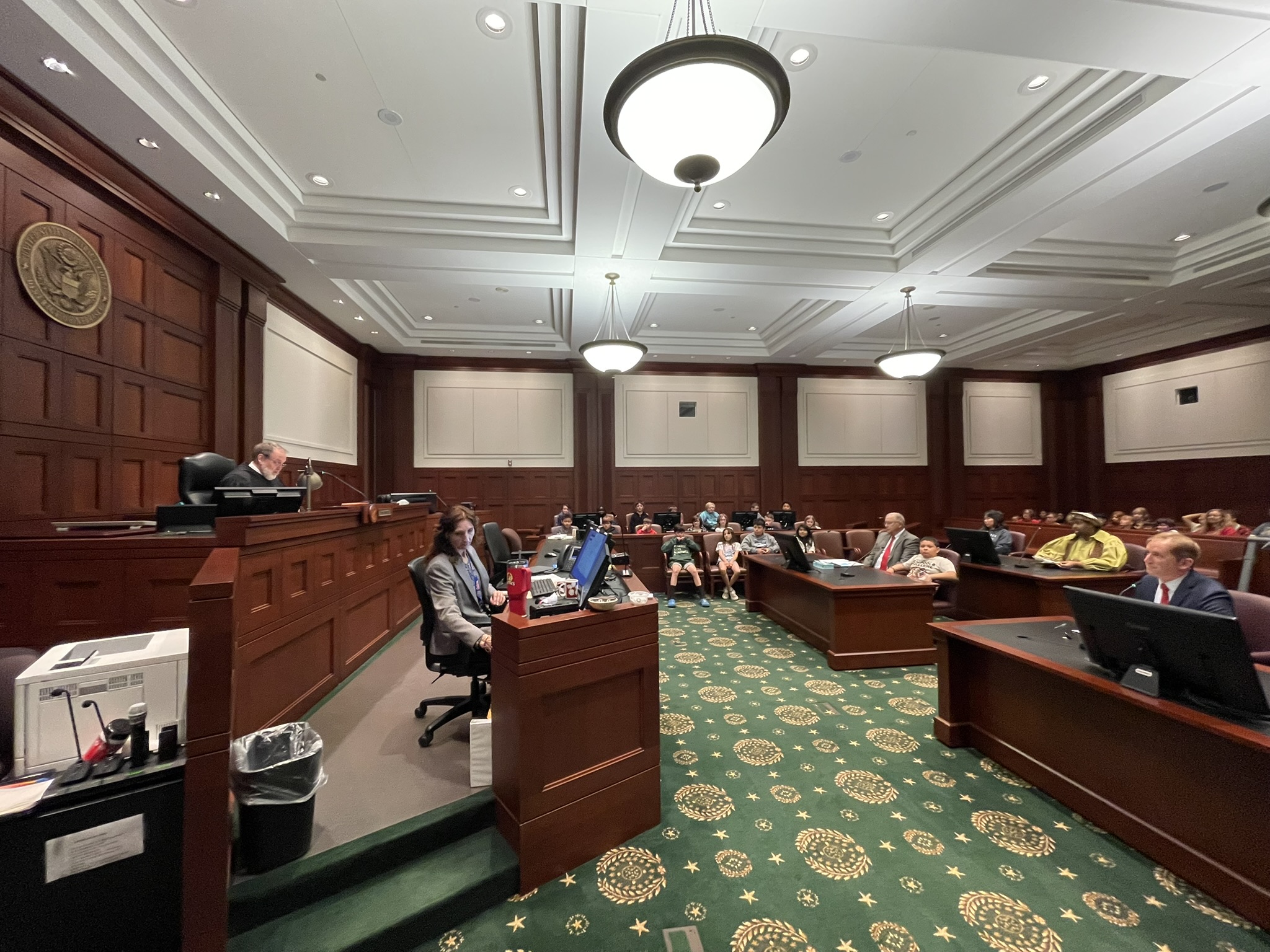 The civil lawsuit between Rumpelstiltskin and Queen Malory highlight a Law Day mock trial field trip for students from Paddock Road Elementary School.<br />(Courtesy of Dave Sommers)