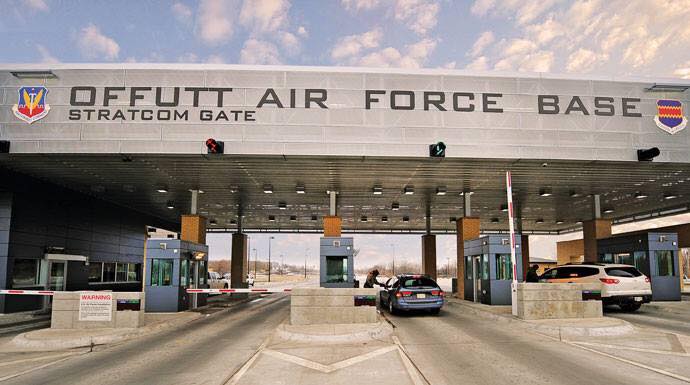 Shown is the StratCom Gate at Offutt Air Force Base.<br />(Courtesy of Offutt Air Force Base)