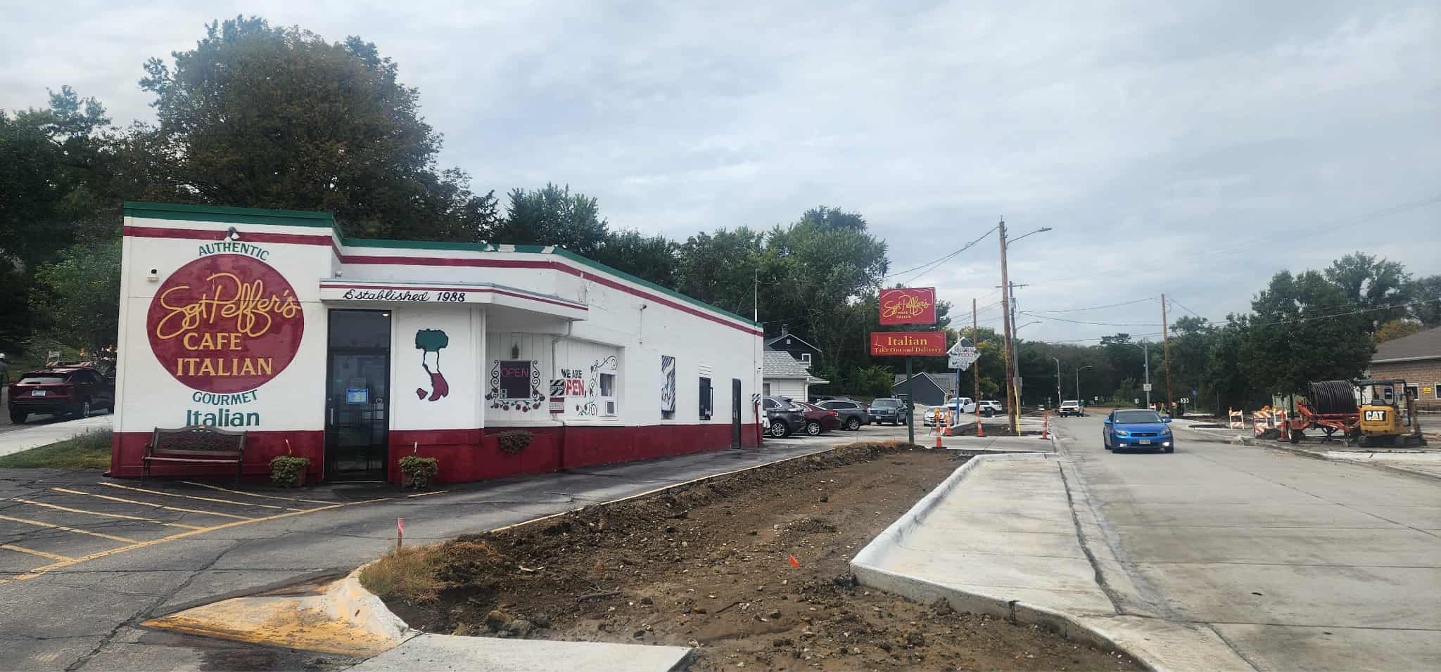 Recent construction outside Sgt Peffer’s Italian Café.<br />(Tim Trudell / The Daily Record)