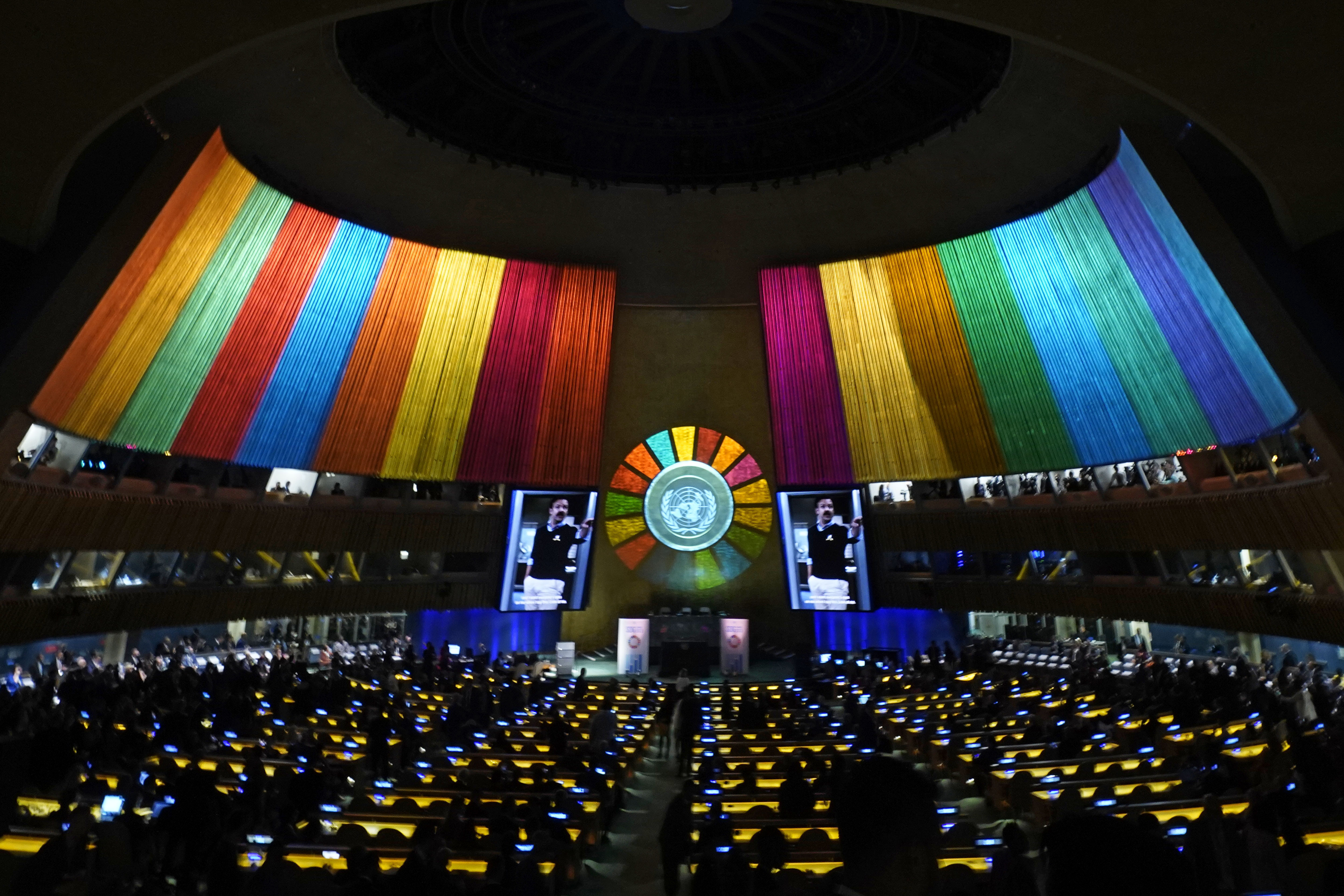 The United Nations Sustainable Development Forum begins, Monday, Sept. 18, 2023. A donor-advised fund devoted to supporting the United Nations Sustainable Development Goals has leapt from being a relatively minor charity to one with an asset size comparable to behemoths like the Andrew W. Mellon and David and Lucile Packard foundations.<br />(Richard Drew / AP Photo)