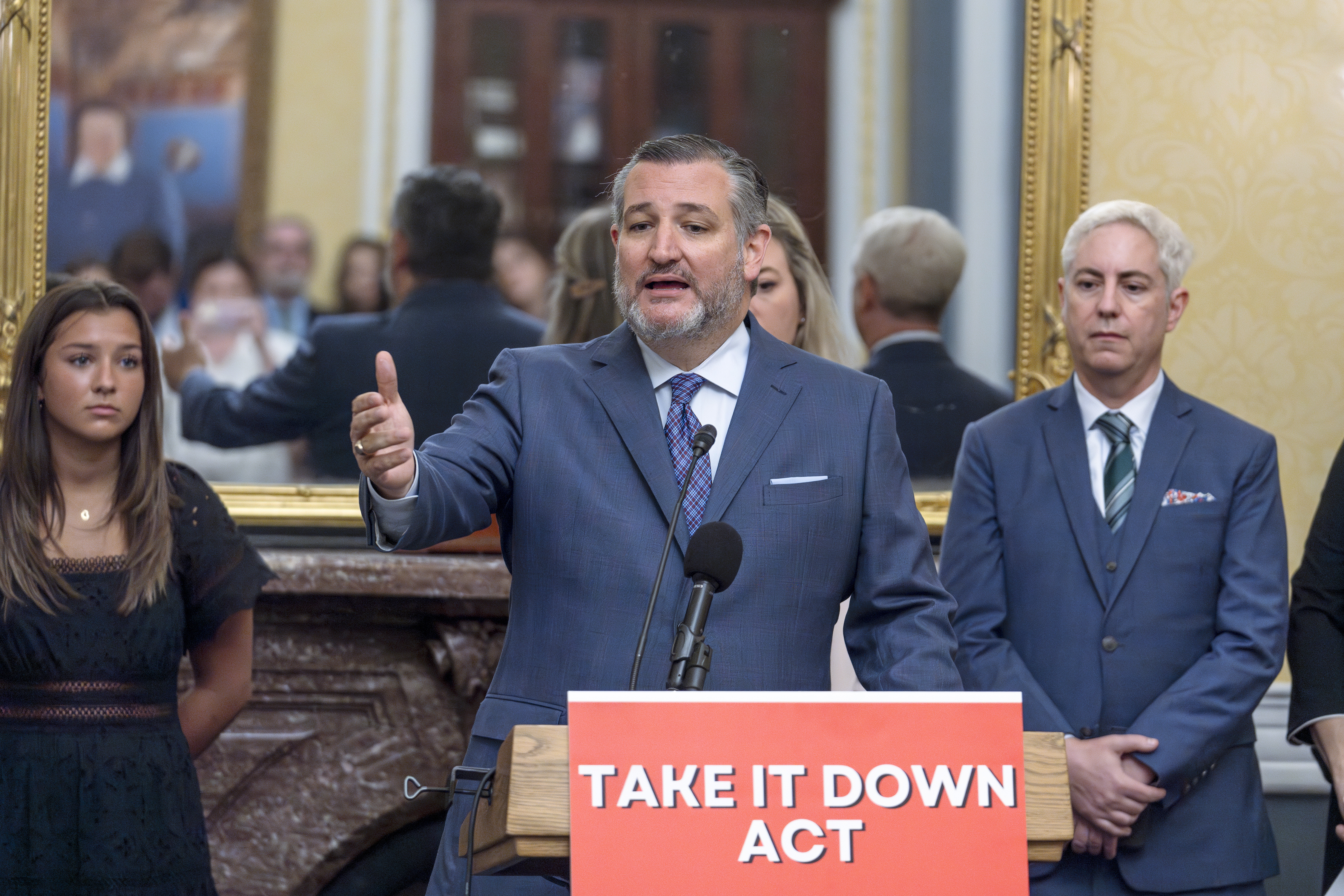 Sen. Ted Cruz, R-Texas, speaks about a bill to help protect victims of deepfakes and revenge porn, at the Capitol in Washington, Tuesday, June 18, 2024.<br />(J. Scott Applewhite / AP Photo)