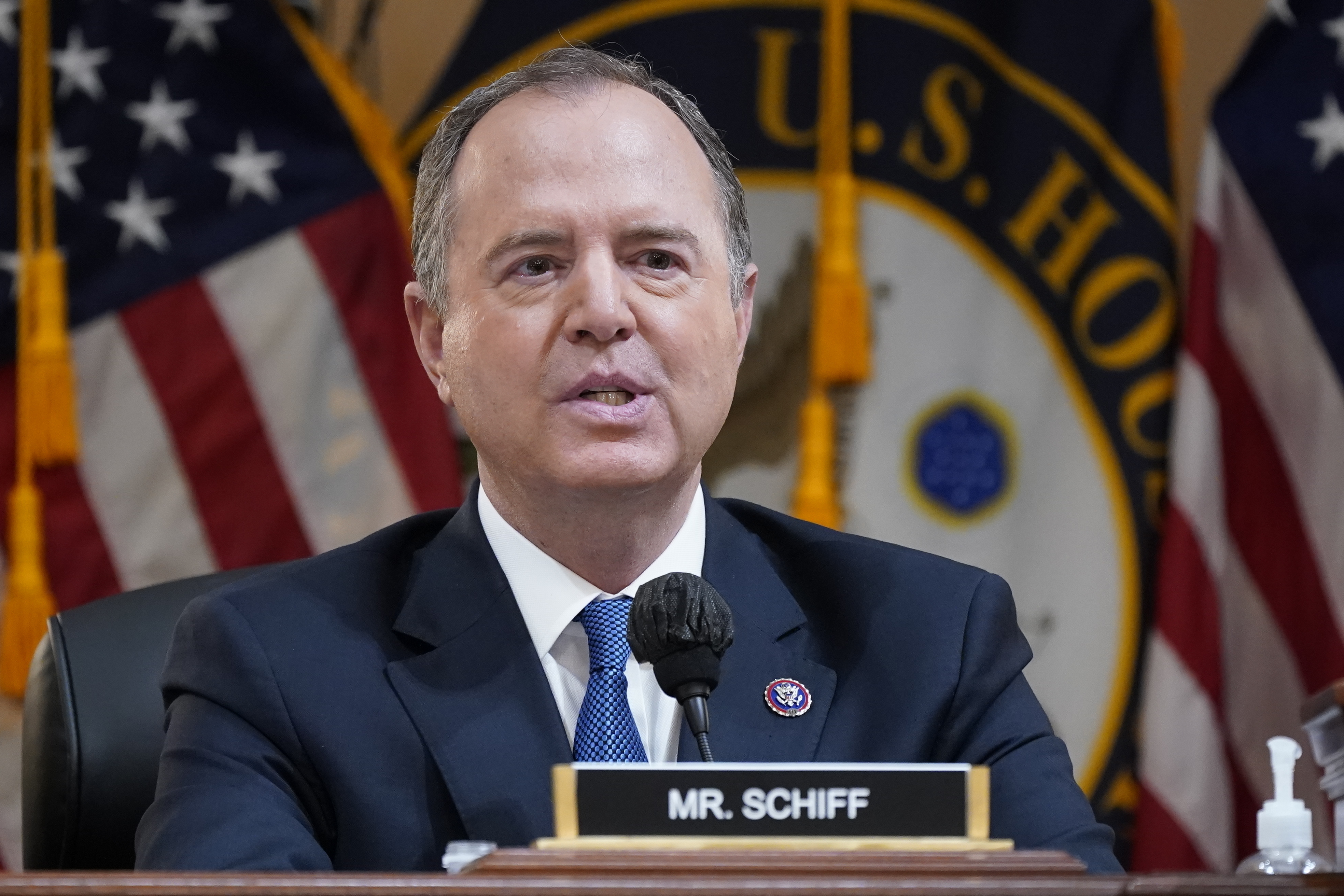 Rep. Adam Schiff, D-Calif., during a hearing at the Capitol in Washington, on June 21, 2022.<br />(J. Scott Applewhite / AP Photo)