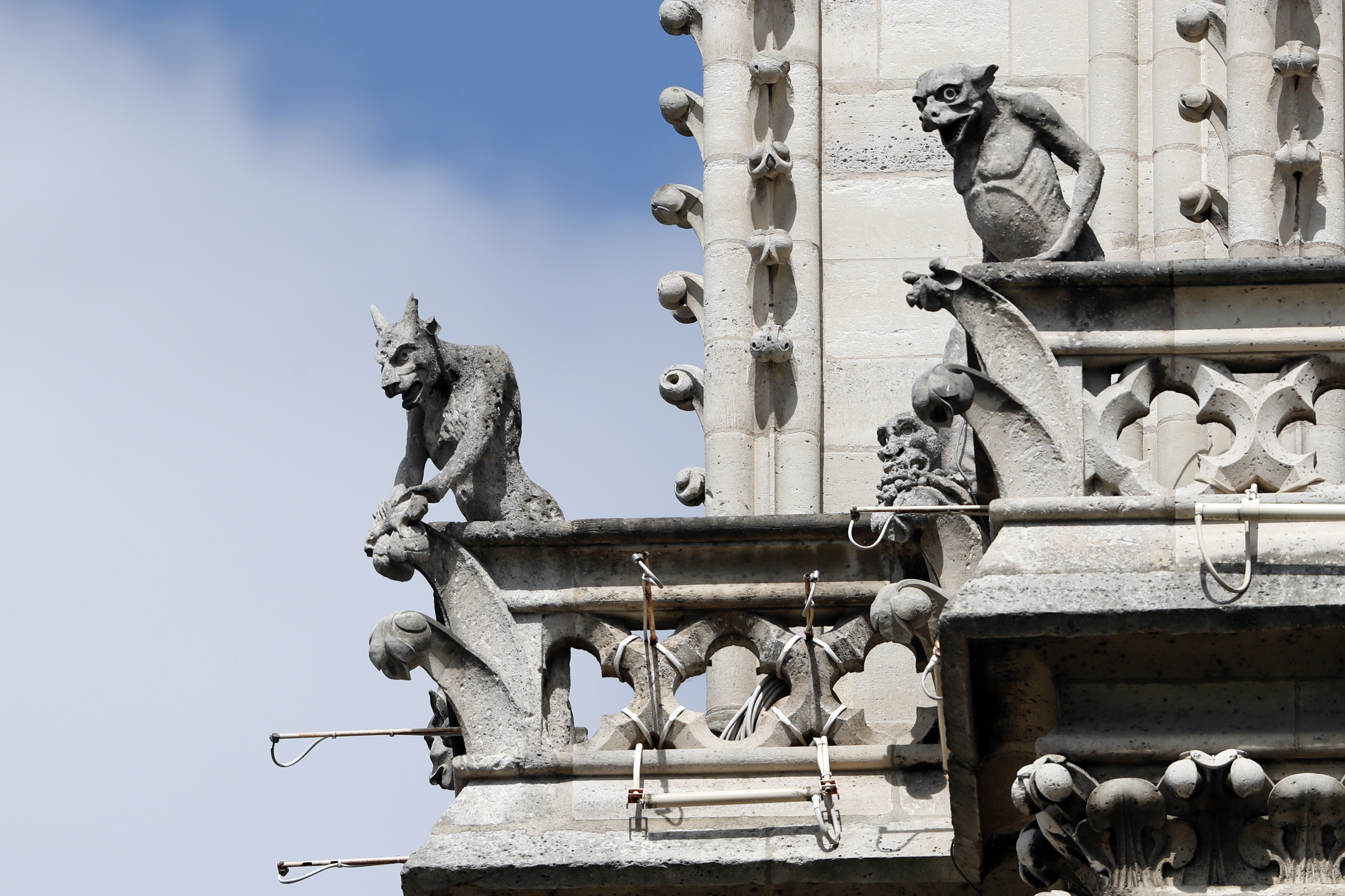 Preserved gargoyles of Notre-Dame de Paris cathedral are pictured, on April 17, 2019 in Paris.<br />(Thibault Camus / AP Photo)