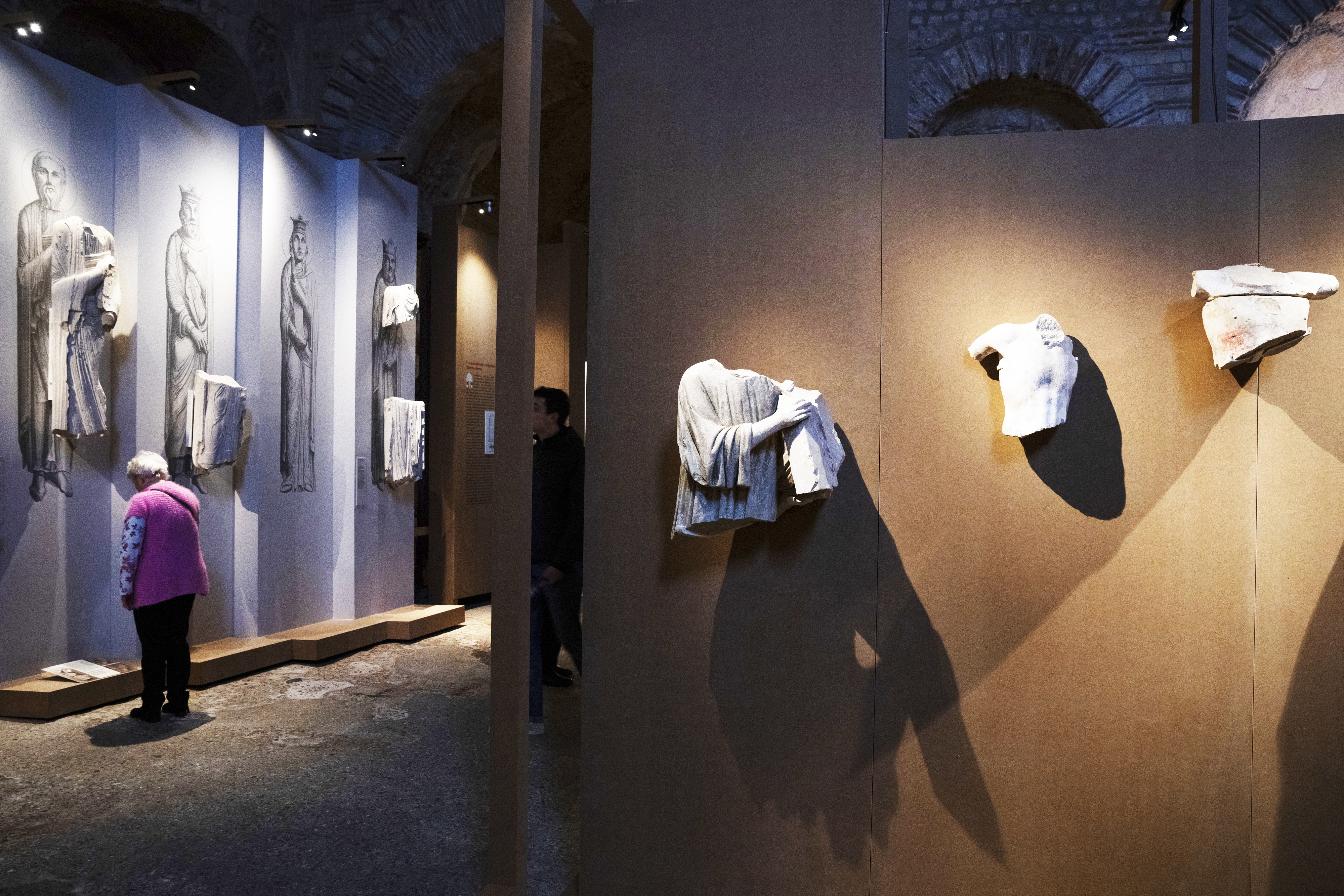 Medieval sculptures of Notre-Dame cathedral&#039;s jube are displayed at the exhibition &quot;Making stones speak,” at the Cluny Museum, National Museum of the Middle Ages, in Paris, on Nov. 27, 2024.<br />(Louise Delmotte / AP Photo)