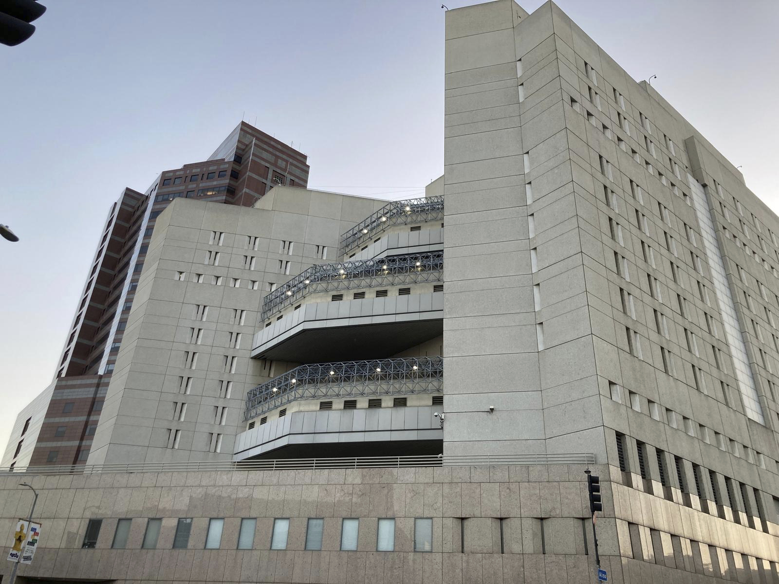 The exterior of the Metropolitan Detention Center in Los Angeles, on Sunday, May 2, 2021.<br />(Damian Dovarganes / AP Photo)