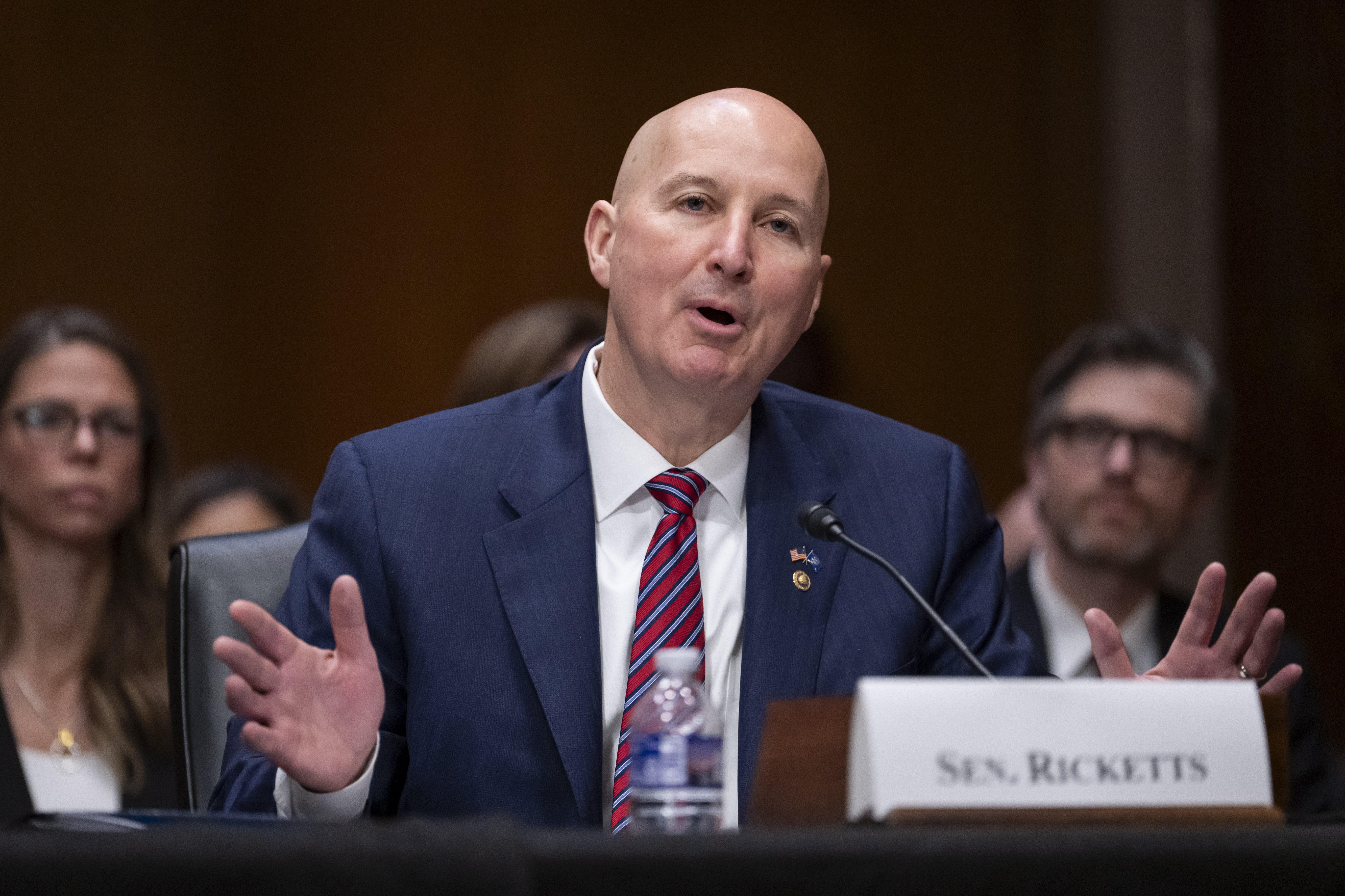 Sen. Pete Ricketts, R-Neb. at Capitol Hill in Washington, March 5, 2025.<br />(Ben Curtis / AP Photo)