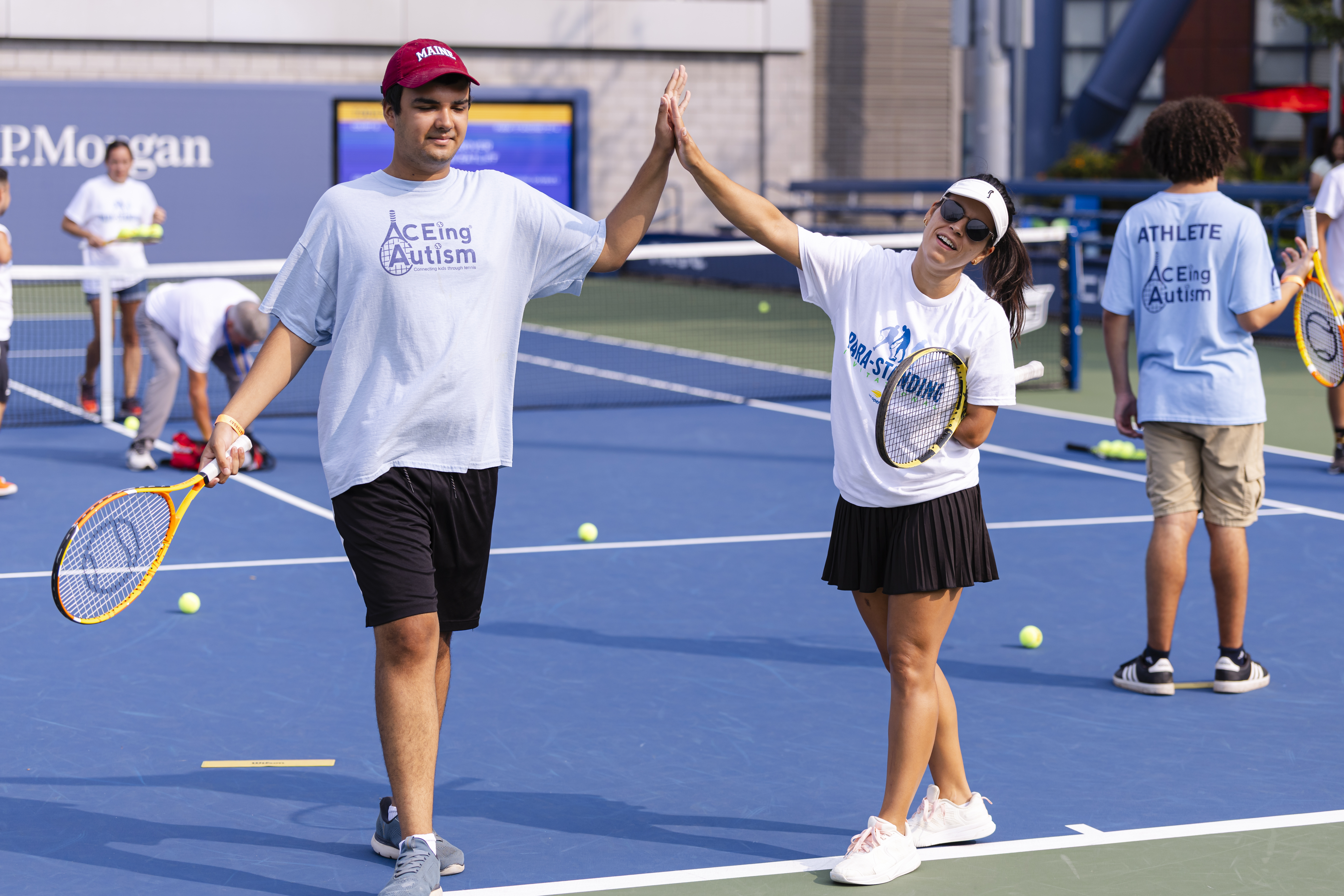 Fans participate in Court of Dreams at the 2025 US Open on Saturday, Sep. 6, 2025 in the Flushing Queens borough of New York.<br />(Dave Dellinger / USTA via AP)