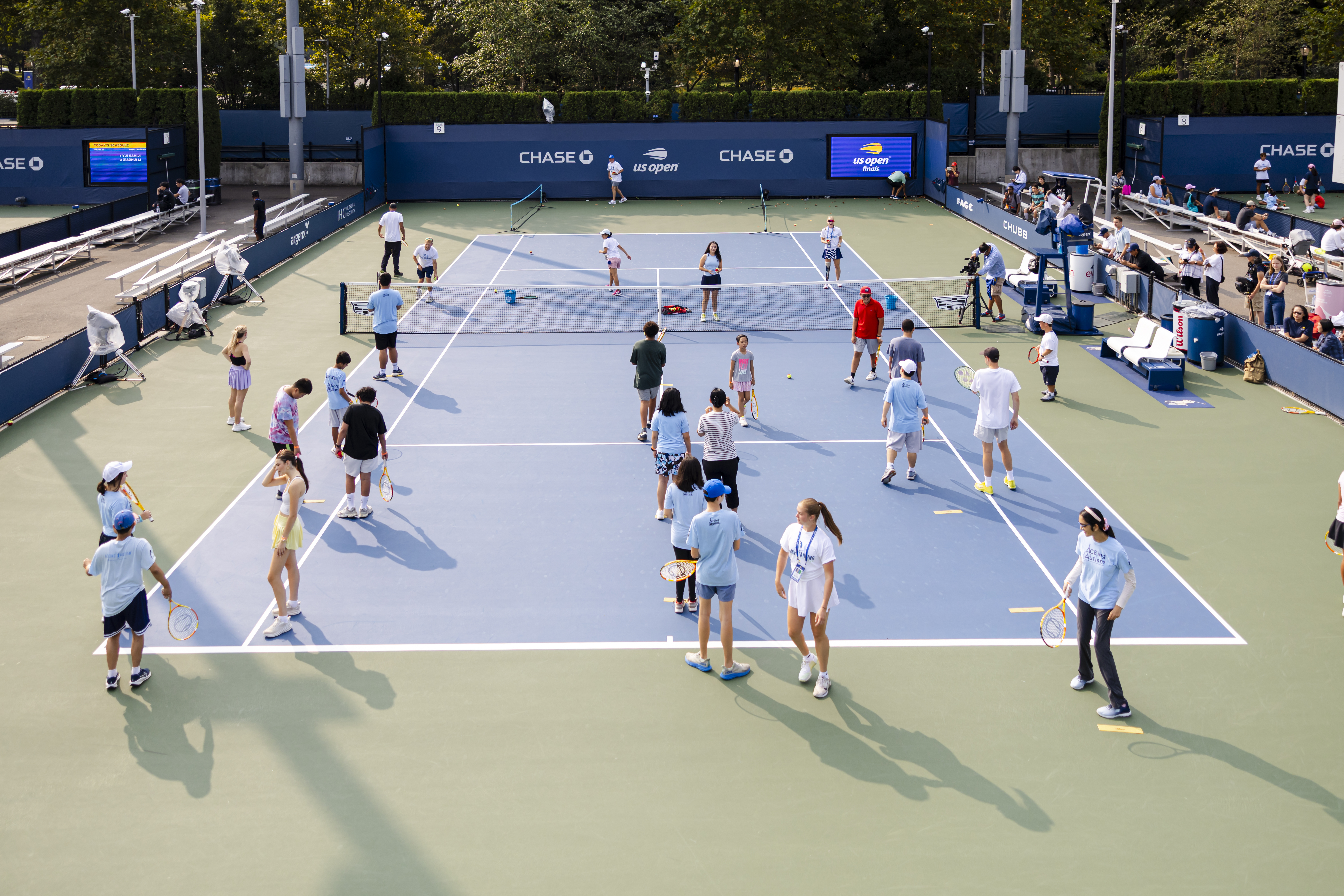 Fans participate in Court of Dreams at the 2025 US Open on Saturday, Sep. 6, 2025 in the Flushing Queens borough of New York.<br />(Dave Dellinger / USTA via AP)