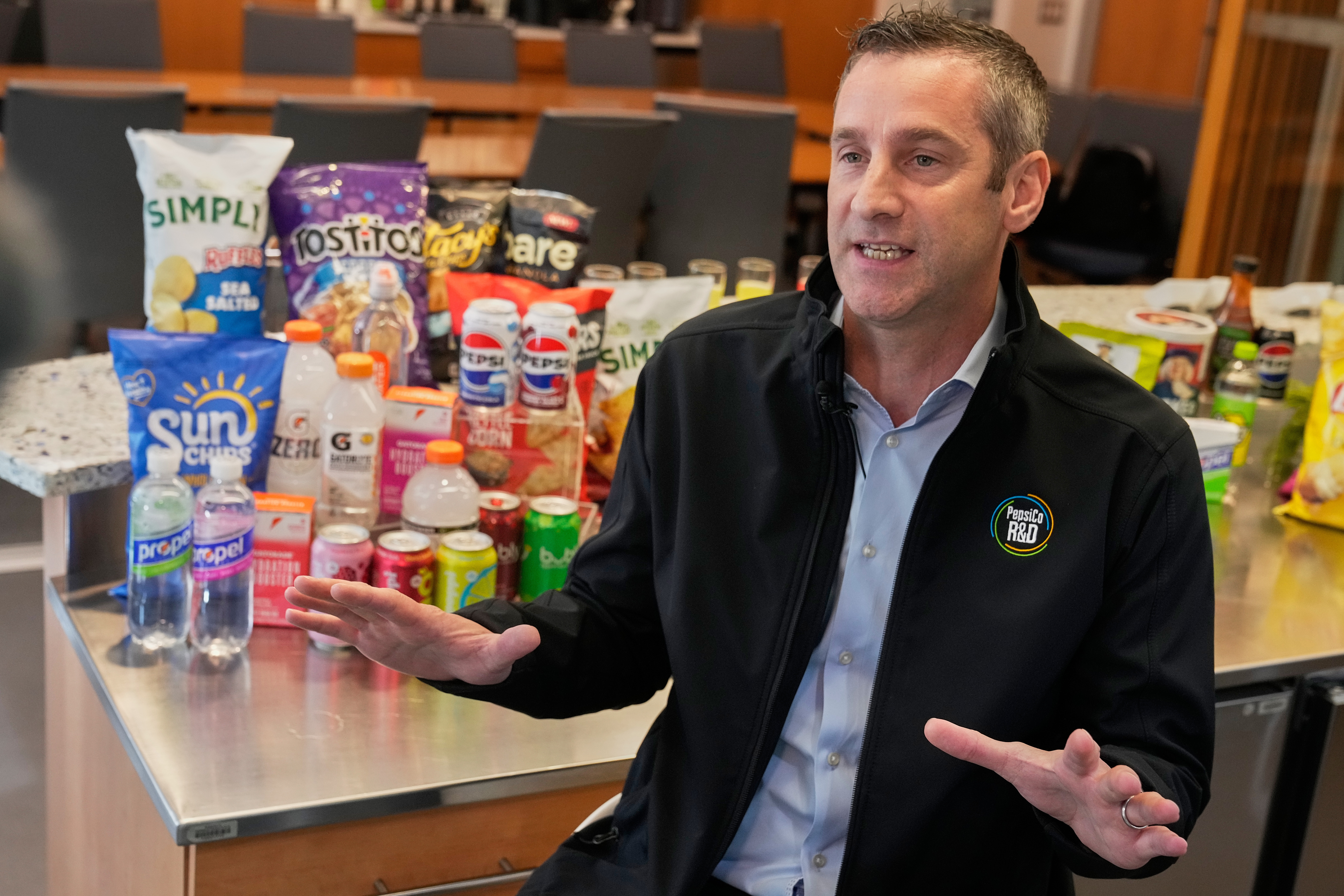 Damien Browne, vice president of research and development for PepsiCo&#039;s beverages, is interviewed at the company&#039;s R&amp;D Campus, in Valhalla, NY, Friday, Sept. 19, 2025.<br />(Richard Drew / AP Photo)