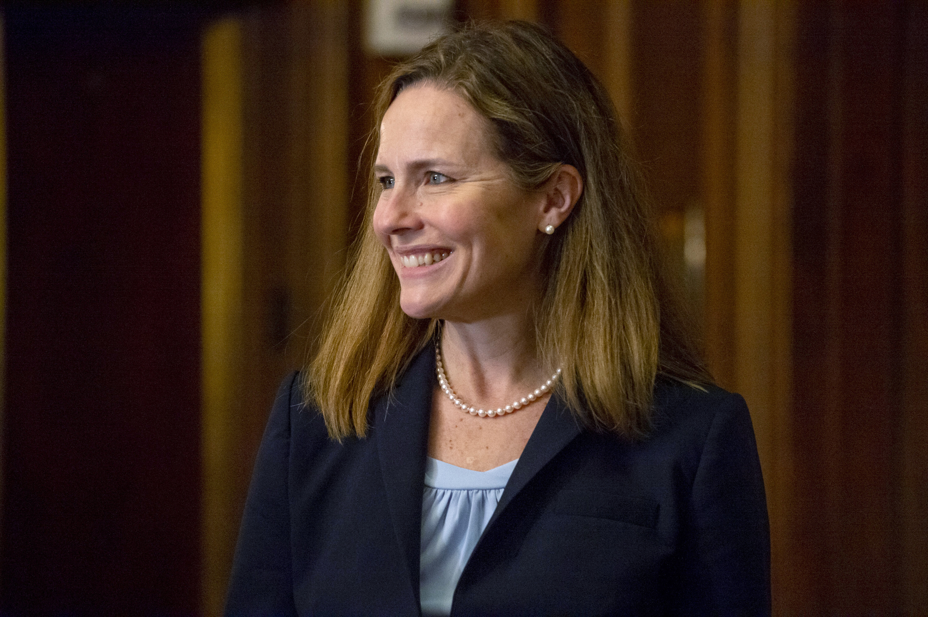 Judge Amy Coney Barrett, who is President Donald Trump’s nominee for the U.S. Supreme Court, attends meetings with senators on Capitol Hill in Washington, Wednesday, Sept. 30, 2020. (AP)