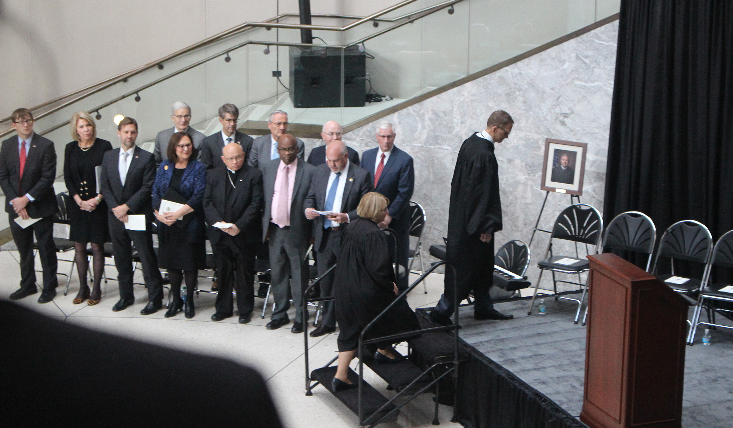 A processionals of judges and other dignities and judges began Brian C. Buescher&#039;s investiture ceremony at the Hruska Federal Courthouse on Friday, Nov. 15, 2019. (Photo by Scott Stewart)
