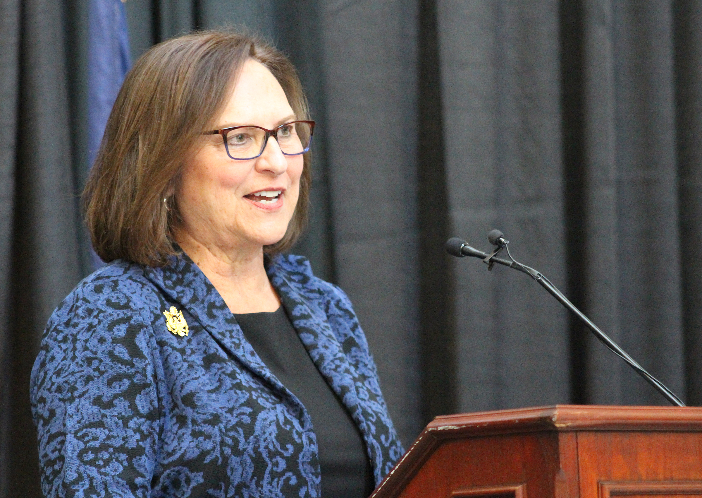 U.S. Sen. Deb Fischer delivers remarks during Brian C. Buescher&#039;s investiture ceremony at the Hruska Federal Courthouse on Friday, Nov. 15, 2019. (Photo by Scott Stewart)