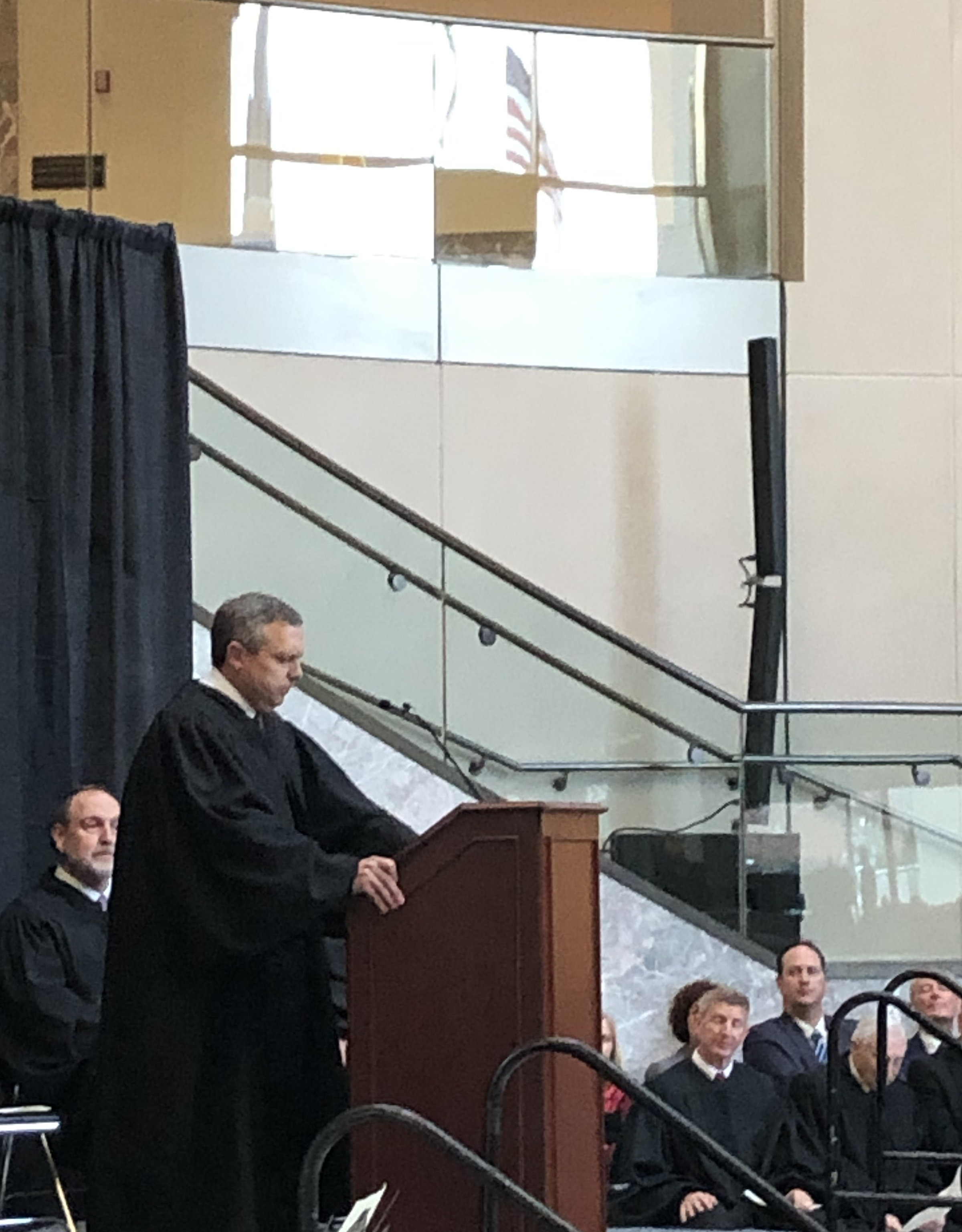 Brian C. Buescher delivers remarks during his investiture ceremony at the Hruska Federal Courthouse on Friday, Nov. 15, 2019. (Photo by Scott Stewart)