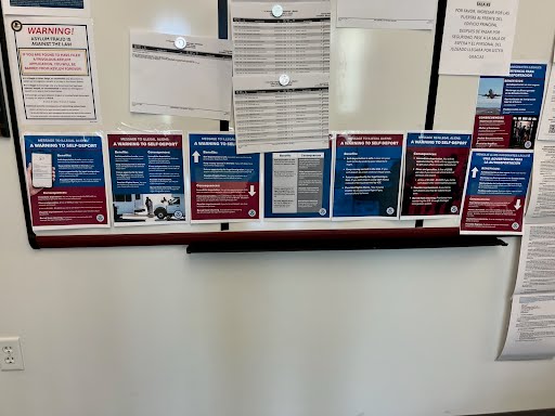 “Message to illegal immigrants,” flyers at the Omaha Immigration Court read. “A warning to self-deport.” These flyers are pictured on the court’s hearing docket on April 28, 2024.<br />(Courtesy of Brian Blackford)