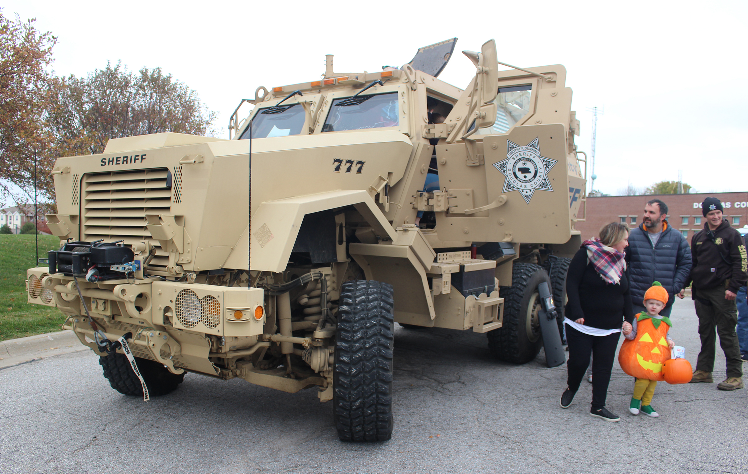 An MRAP, a mine-resistant, ambush-protected military tactical vehicle used by the Douglas County Sheriff’s Office, was among the vehicles on display at an open house on Saturday, Oct. 27, 2019. (Photo by Scott Stewart)