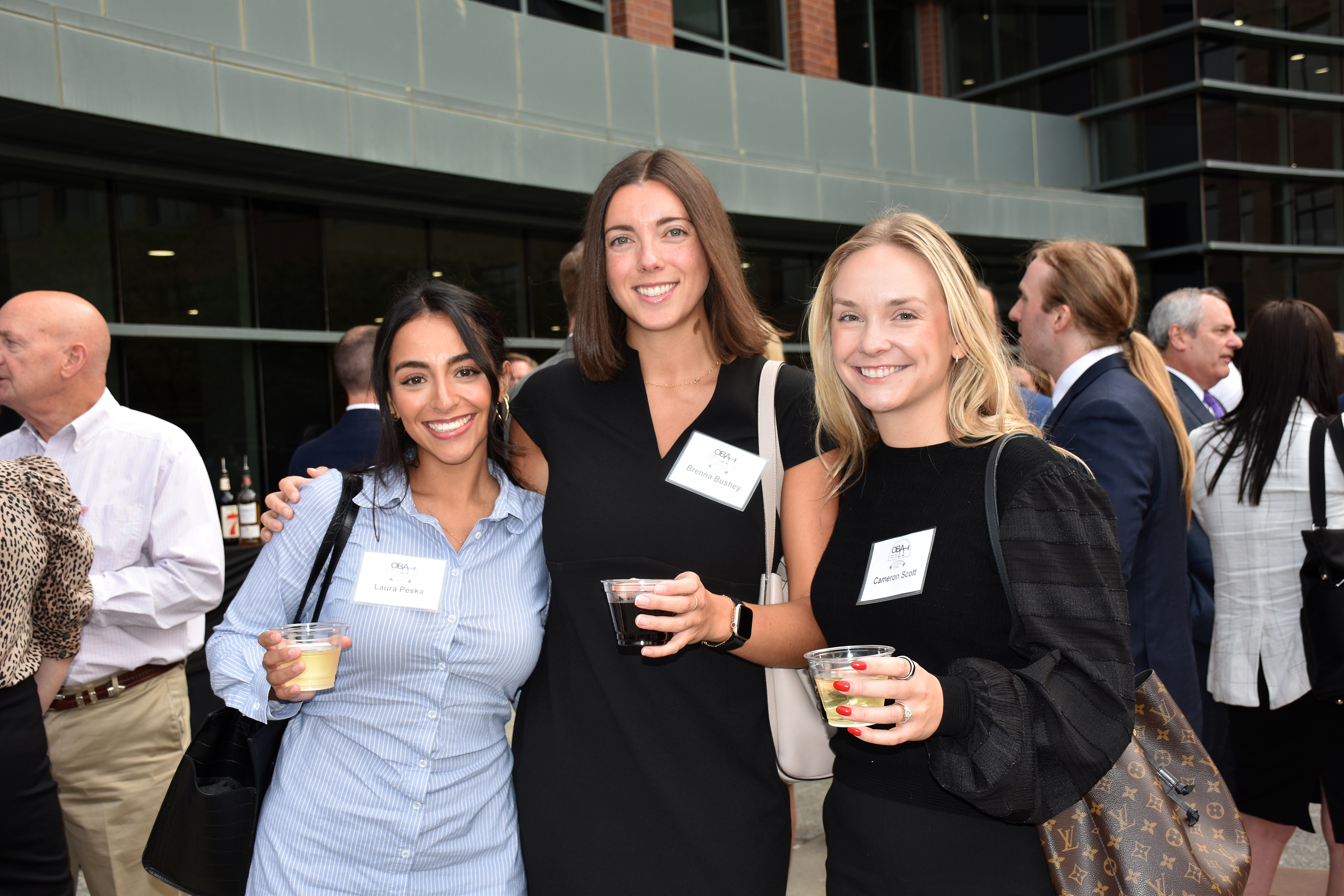 Attorneys Laura Peska (Koukol Johnson Schmit &amp; Milone, LLC), Brenna Bushey (Abrahams Kaslow &amp; Cassman LLP), and Cameron Scott (Cline Williams Wright Johnson &amp; Oldfather)enjoying drinks at the Omaha Bar Association’s Fall Gathering.<br />(Carla Chance / The Daily Record)