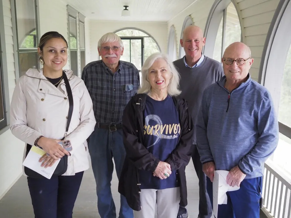 Dr. Susan La Flesche Picotte Center executive director Liz Lovejoy Brown (left) with board members Keith Mahoney, Nancy Gillis, Dr. Britt Thedinger and Gary Bowen in Walthill. The volunteer effort to restore the first Native American doctor’s hospital raised more than $6 million. It brought together La Flesche’s descendants, big-city doctors and architects and small-town residents of Walthill and the rural northeast Nebraska reservation.<br />(Jerry L Mennenga / Flatwater Free Press)