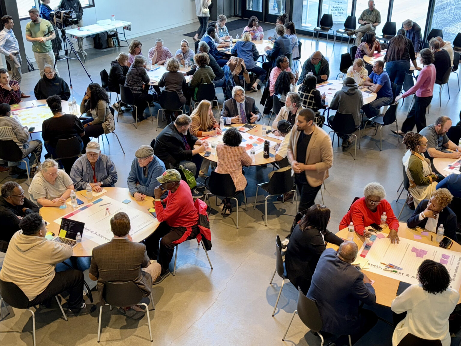 Dozens of people offered thoughts during a Wednesday public meeting about what the new innovation district in North Omaha should look like.<br /> (Cindy Gonzalez / Nebraska Examiner)