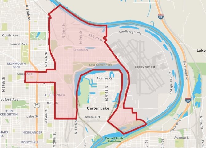 A new innovation district is to be developed at a yet-undisclosed spot within the larger boundaries of the Omaha Inland Port Authority. The port authority boundaries are shown on this map. Planning for the innovation part of the district is in early stages.<br /> (Courtesy of City of Omaha)