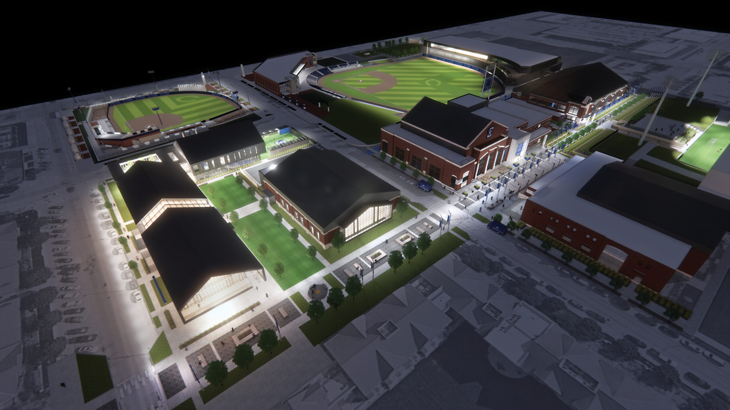 The Jaywalk passageway, facing northeast, is one of numerous elements of a massive redevelopment of Creighton’s eastern border.<br />(Courtesy of Creighton)