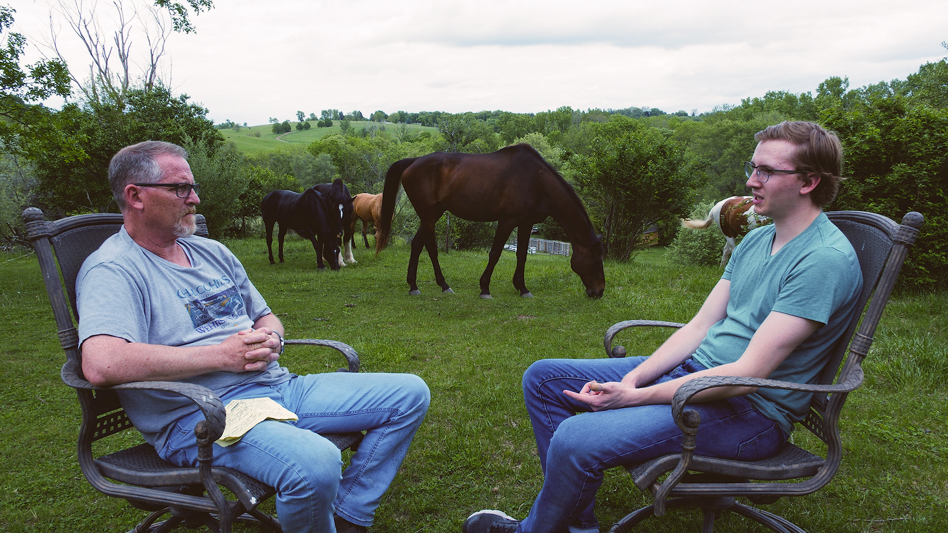 Randy (left) and Nick Beaulieu sit down to talk in “My Omaha,” a documentary Nick made. The film tracks Omaha’s emerging social justice movement and Nick’s attempt to repair his relationship with his father.<br />(Courtesy of Nick Beaulieu)