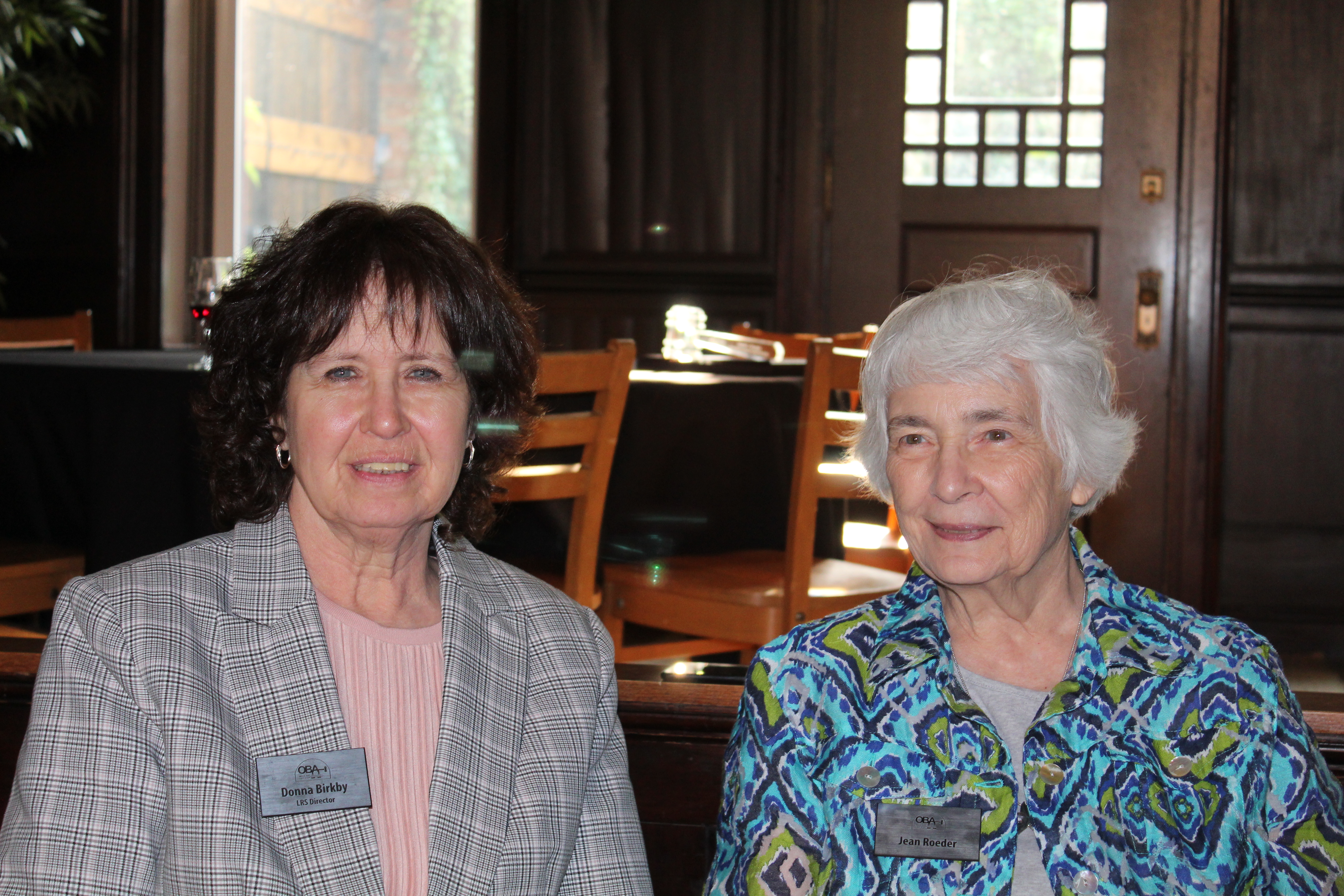 Donna Birkby of the OBA Lawyer Referral Service and Jean Roeder are shown at Lucille’s in the Old Market, July 21, 2021. (David Golbitz/Daily Record)