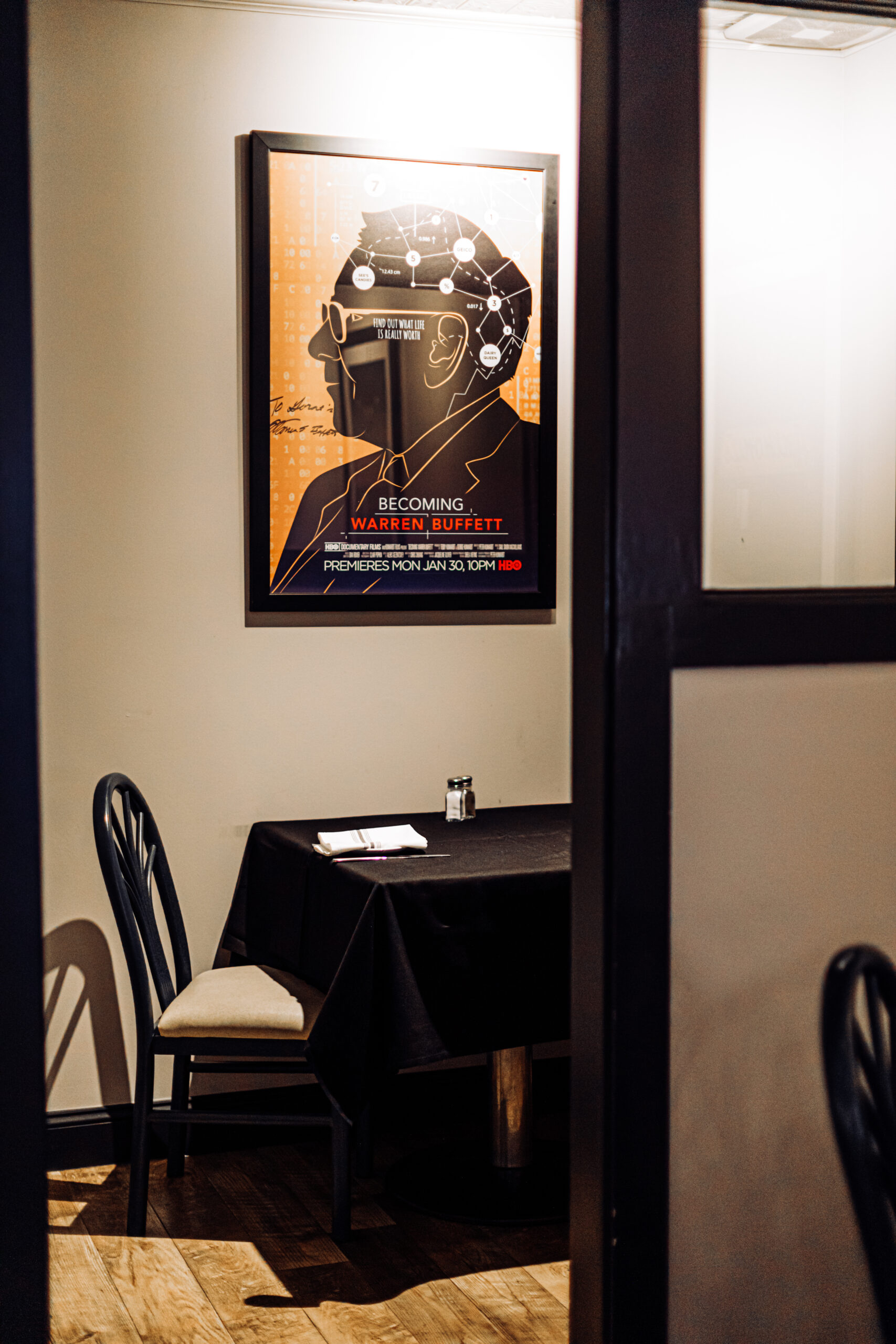 A small space off one dining room that used to be a coat closet is now a private dining room for Omaha billionaire Warren Buffett. Sometimes he dines in this space, but other times he reserves a larger dining room when dining with more guests.<br />(Joshua Foo / Flatwater Free Press)