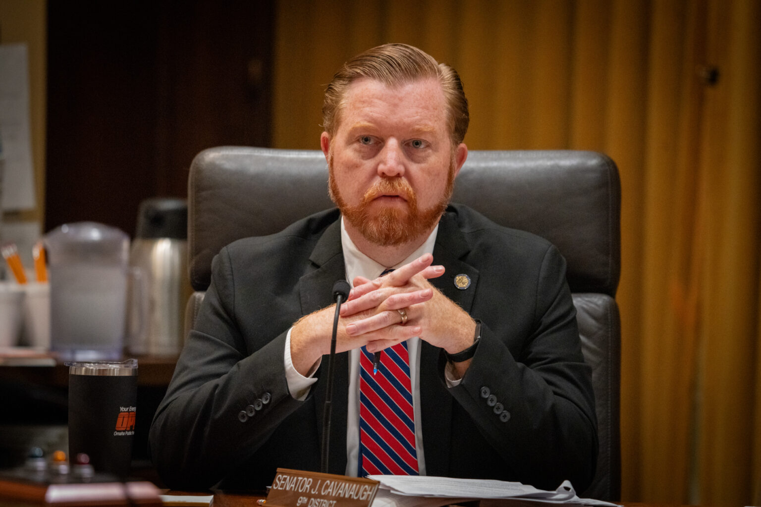 State Sen. John Cavanaugh of Omaha is a candidate for U.S. House in Nebraska’s Omaha-based 2nd Congressional District, Sept. 12, 2025.<br /> (Zach Wendling / Nebraska Examiner)