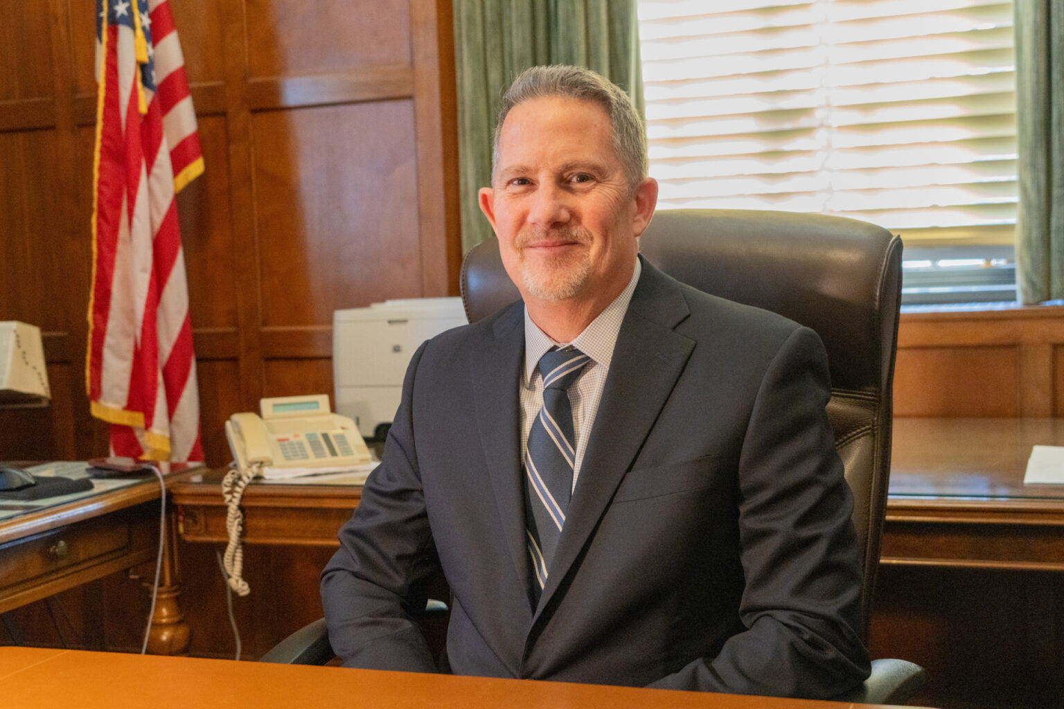 Nebraska Supreme Court Chief Justice Jeffrey Funke in his private office in the Nebraska State Capitol on Nov. 4, 2025.<br />(Zach Wendling / Nebraska Examiner)