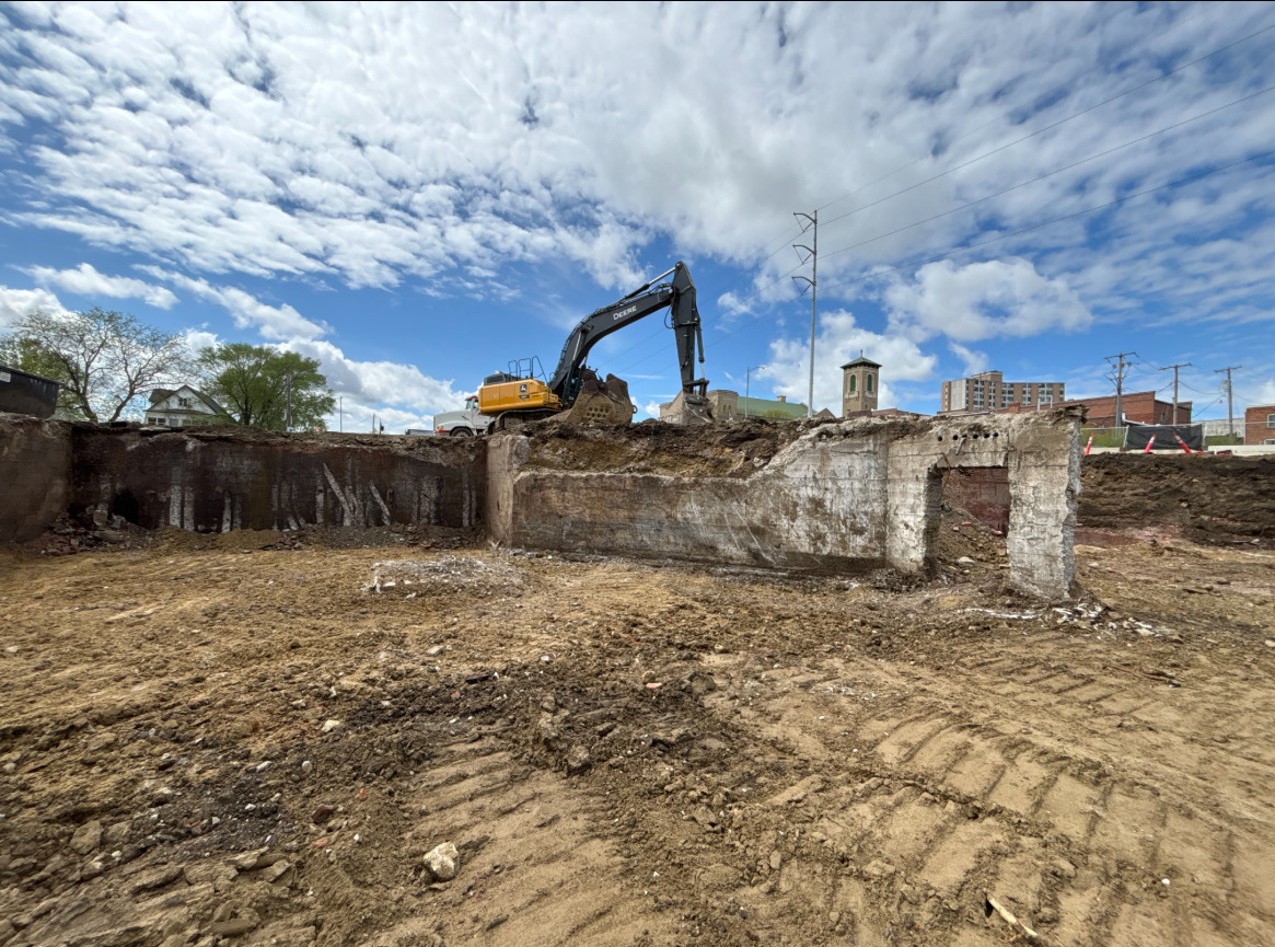 Excavation site of Oxworth Apartments at 27th and Leavenworth Streets. The “ox” is a nod to the dairy factory once there and the “worth” is a tribute to Leavenworth Street.<br />(Courtesy of Hausmann Construction)