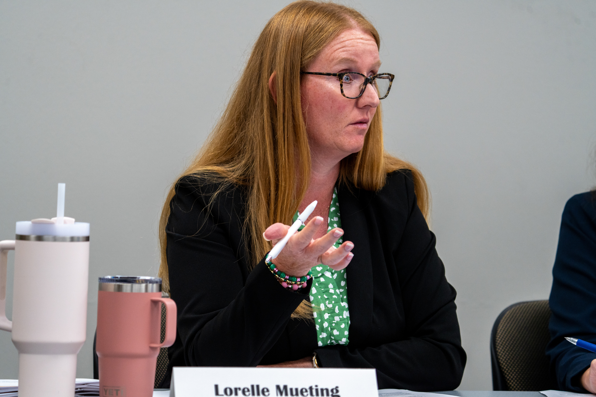Commissioner Lorelle Mueting of Gretna of the Nebraska Medical Cannabis Commission, June 26, 2025.<br />(Zach Wendling / Nebraska Examiner)