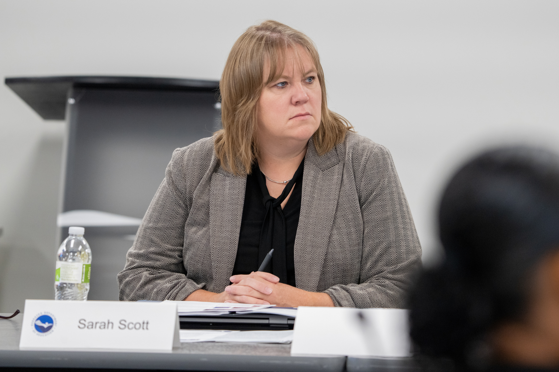 Nebraska Property Tax Administrator Sarah Scott of North Platte, a member of the School Financing Review Commission on Aug. 12, 2025.<br />(Zach Wendling / Nebraska Examiner)