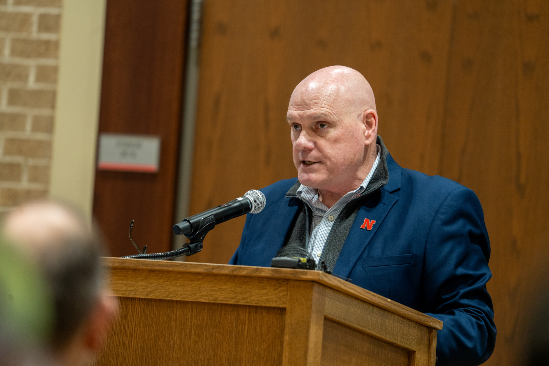 John Shrader, president of the UNL Faculty Senate and a professor in sports media and communication, Nov. 18, 2025.<br />(Zach Wendling / Nebraska Examiner)