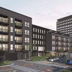 A rendering of GreenSlate Development’s next project in midtown Omaha’s Blackstone District, which expects an investment of $45 million and feature 180 units. Developers plan to ask for tax-increment financing. The project is along the city’s planned streetcar route. Both the streetcar and TIF have been issues in the Omaha mayoral race. 
(Courtesy of APMA)