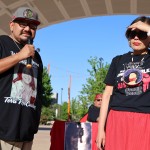 Nate McCauley talks about the arrest of a man accused of murdering his mother. The man was arrested more than 40 years after the Winnebago tribal citizen’s death. Next to him is Lestina Saul-Merdassi. 
(Tim Trudell / The Daily Record)