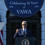 President Joe Biden speaks during the Violence Against Women Act 30th anniversary celebration on the South Lawn of the White House, Thursday, Sept. 12, 2024, in Washington. 
(Jose Luis Magana / AP Photo)