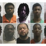 This combo from photos provided by Orleans Parish Sheriff's Office shows from left top: Dkenan Dennis, Gary C Price, Robert Moody, Kendell Myles, Corey E Boyd. Bottom from left: Lenton Vanburen Jr, Jermaine Donald, Antonine T Massey, Derrick D. Groves, and Leo Tate Sr. 
(Orleans Parish Sheriff's Office via AP)