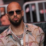 Andrew Tate arrives before President Donald Trump to attend UFC 327 at Kaseya Center, Saturday, April 11, 2026, in Miami.
(Julia Demaree Nikhinson / AP Photo, Pool)