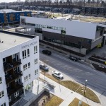 The Highlander Accelerator building near 30th Street and Patrick Avenue is seen among the greater Highlander development on March 10.
(Naomi Delkamiller / Flatwater Free Press)