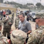 Nebraska Gov. Jim Pillen meets with troops at the southern border in Texas. 
(Courtesy of the Governor’s Office)