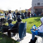 Furloughed federal workers stand in line for hours ahead of a special food distribution by the Capital Area Food Bank and No Limits Outreach Ministries on Barlowe Road in Hyattsville, Maryland, on Tuesday, Oct. 28, 2025.
(Ashley Murray / States Newsroom)