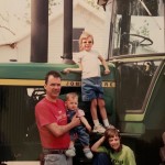 Tim Yerkey with his daughters Emma (baby), Claire (on top step), and Allison Yerkey (on bottom step) at their family farm.
(Photo courtesy of Emma Yerkey)