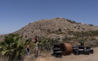Christopher Mitchell, director of the Community Broadband Networks Initiative, stands on a rail next to spools of cables during the Tribal Broadband Bootcamp in Aguanga, Calif., Wednesday, June 19, 2024. 
(Jae C. Hong / AP Photo)